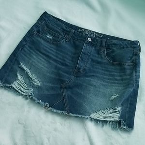 American Eagle distressed denim skirt